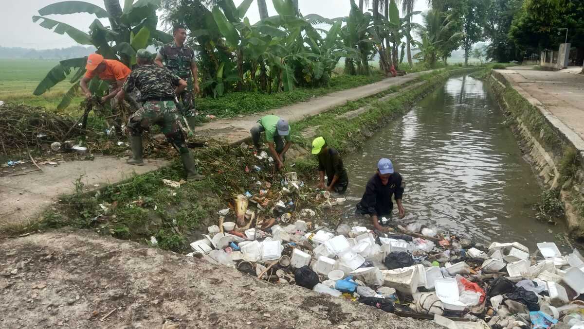 Satgas Citarum Sektor 11 Bersihkan Saluran Irigasi