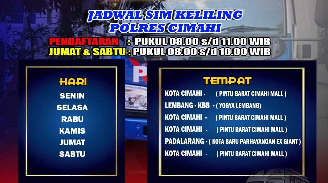 Jadwal SIM Keliling Satlantas Polres Cimahi 18-23 Desember 2023
