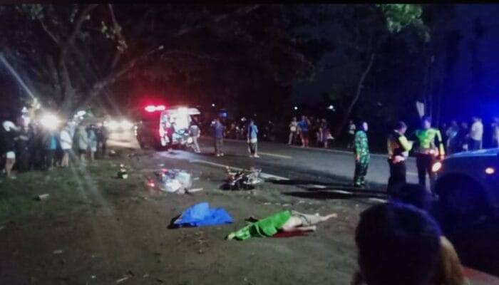 2 Pria Tengah Berboncengan Dihantam Bus Eka