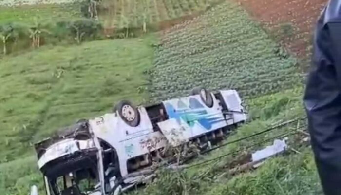 Bus Kramat Djati Terjun ke Jurang di Kabupaten Cianjur