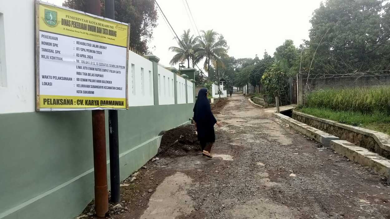 Akhirnya Jalan Jogray Subang Wetan Diperbaiki DPUTR Kota Sukabumi, Anggaran Mencapai Rp195 Juta