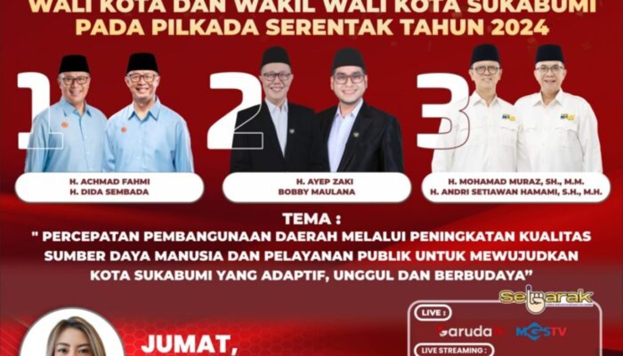 KPU Kota Sukabumi Gelar Debat Publik Pertama 3 Paslon Pilwalkot Sukabumi 2024, Ini Temanya