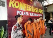 Satreskrim Polres Sukabumi Kota, Bekuk 5 Maling Spesialis Pembobol Toko Minimarket di 15 TKP