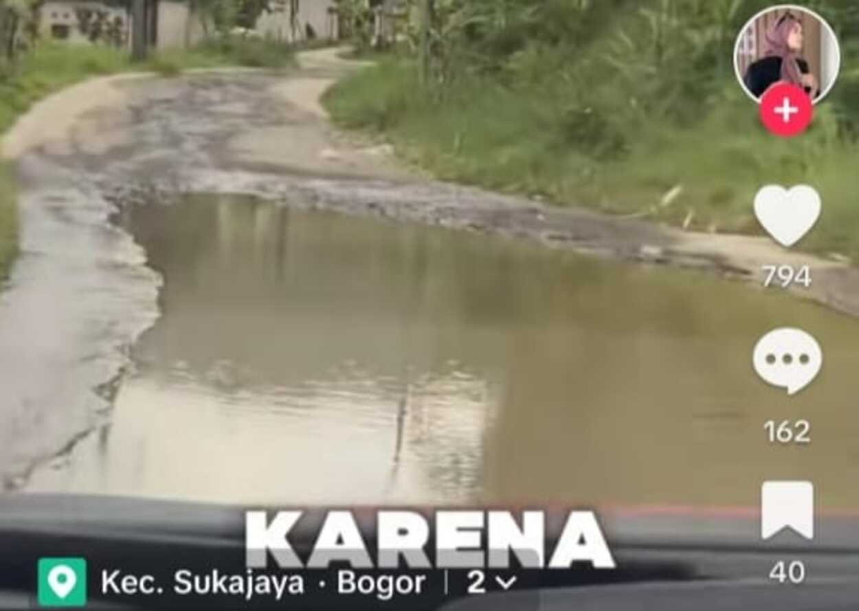 Viral Jalan Rusak di Kiarasari Kabupaten Bogor