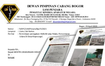 LSM Penjara Layangkan Surat ke Menteri Lingkungan Hidup, Minta Sidak Pembakaran Ban di Klapanunggal Bogor
