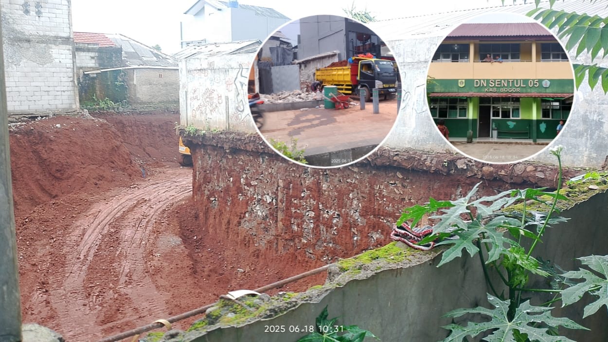 SDN Sentul 05 Keluhkan Aktivitas Galian Cut In Fill di Jl. Alternatif Sentul Kabupaten Bogor
