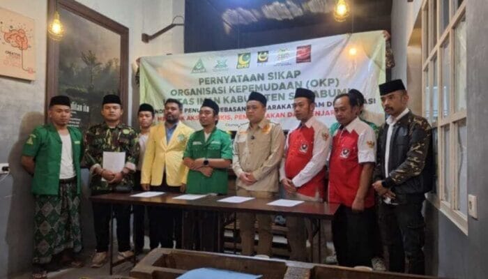 Ketua PD Pemuda Muhammadiyah Kab. Sukabumi Bersama OKP Lintas Iman Serukan Persatuan & Demokrasi Damai