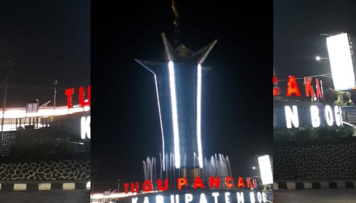 Masyarakat Pertanyakan Ornamen Kujang di Puncak Tugu Pancakarsa Tak Terlihat Jelas di Malam Hari