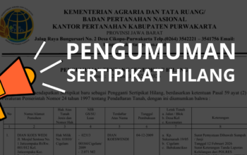 PENGUMUMAN SERTIPIKAT HILANG