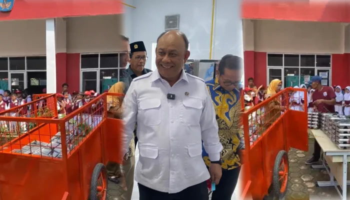 Miris!! Didepan Kepala BGN; Distribusi MBG di SDN Citaringgul 02 Babakan Madang Pakai Bak Gerobak Sampah