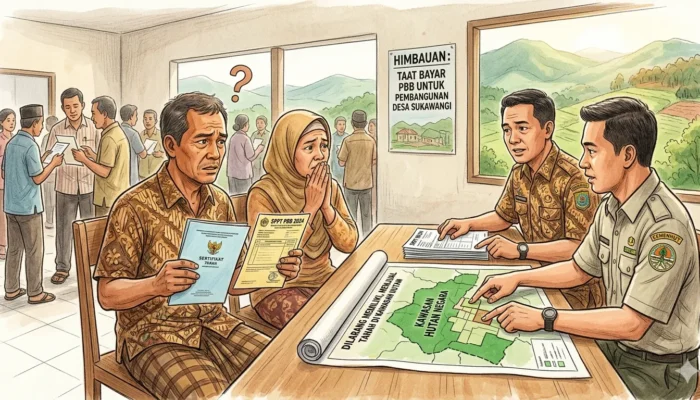 Warga Desa Sukawangi Bogor Dilema; Harus Taat Bayar SPPT PBB, Namun Status Tanah Masih Diakui Kawasan Hutan oleh Kemenhut