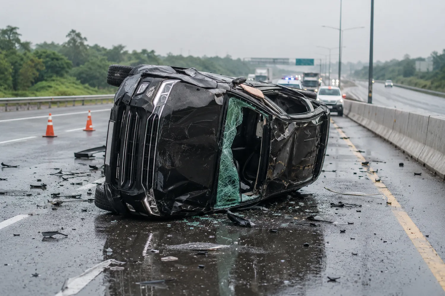 Kecelakaan di Jalan Tol Jagorawi, Raize Terbalik Setelah Hantam BYD
