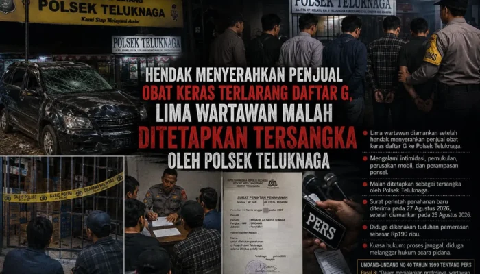 Hendak Serahkan Penjual Obat Keras Ilegal, 5 Wartawan Justru Dijadikan Tersangka oleh Polsek Teluknaga