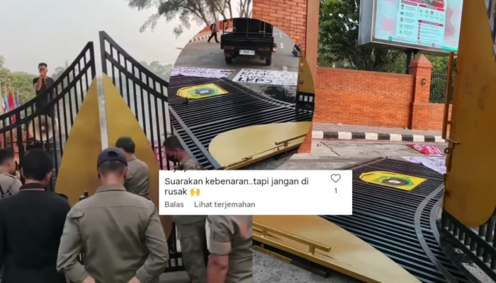 Pagar Gerbang Pemkab Bogor Roboh Diduga Dirusak Pendemo, Warganet Geram