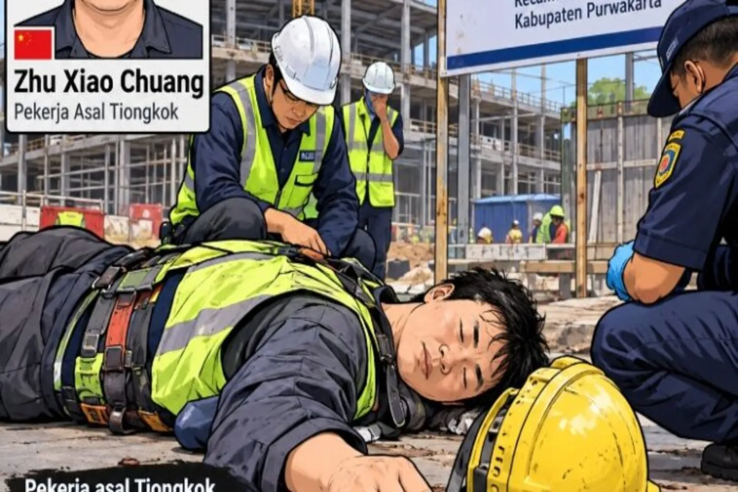 Pekerja Asal Tiongkok Diduga Tewas Kecelakaan Kerja di Proyek CGK4 Jatiluhur, Purwakarta ?