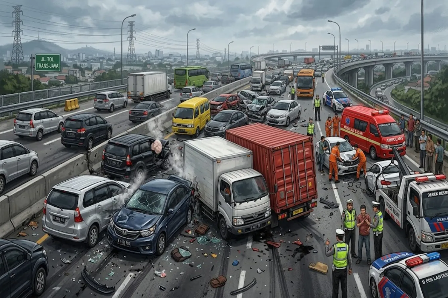 15 Kendaraan Tabrakan Beruntun di Tol Cipularang KM 91